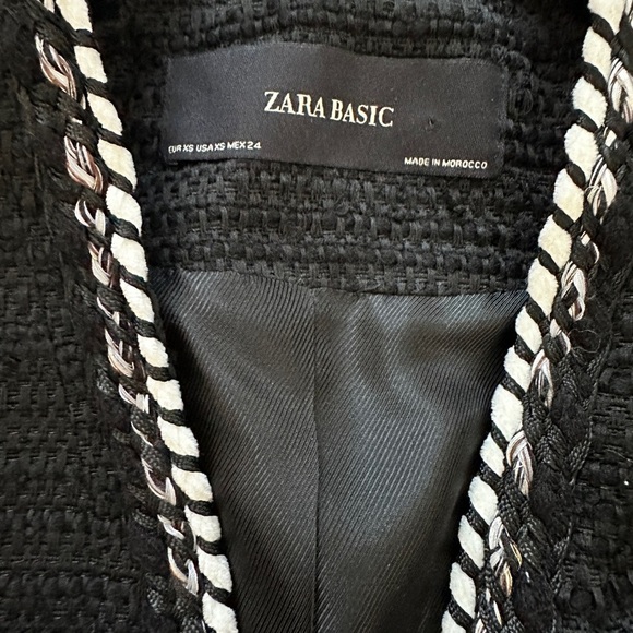 ZARA Popular Black Textured Tweed Classic Blazer Women’s - Picture 11 of 15